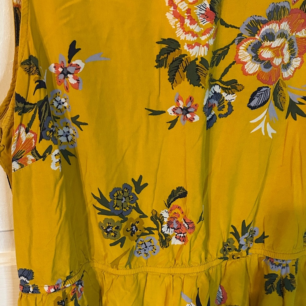 Old Navy Floral Mustard Mini Dress womens‎ size XL - Picture 2 of 5